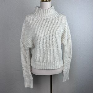 J CREW Women's Mockneck Sweater Ivory Marled Donegal AE988 Size M